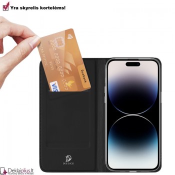 Dux Ducis Skin Pro dirbtinės odos dėklas - juodas (Apple Iphone 15) Dux Ducis Skin Pro dirbtinės odos dėklas - juodas (Apple Iphone 15)
